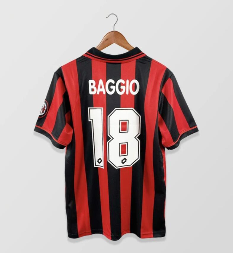 1996-97 AC Milan Retro Home Kit Soccer Jersey Baggio #18